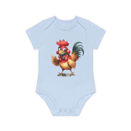 SnuggleNest Organic Baby Bodysuit (Short Sleeves) Rooster