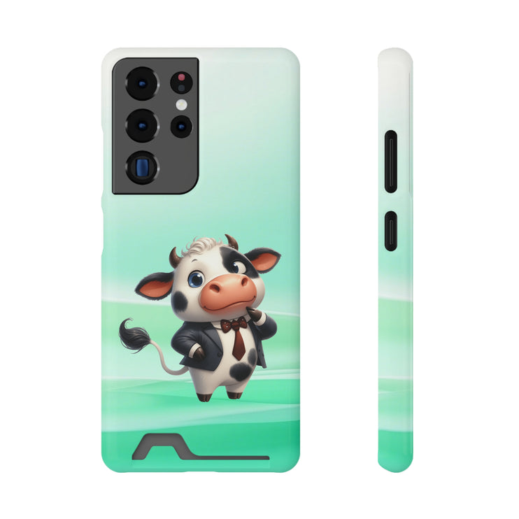 EnchantGuard Phone Case with Card Holder: Style Meets Functionality - Cow