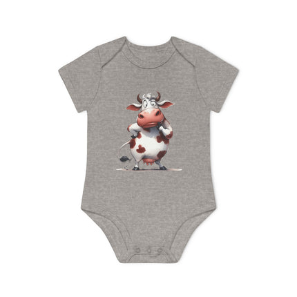 SnuggleNest Organic Baby Bodysuit (Short Sleeves) Cow