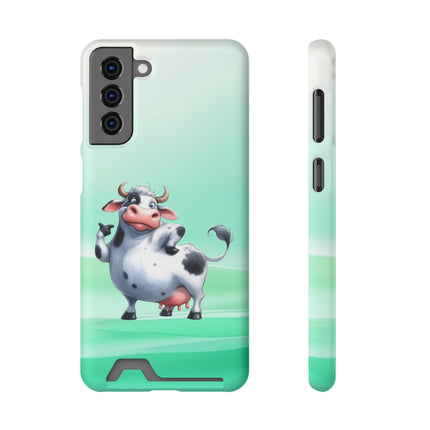 EnchantGuard Phone Case with Card Holder: Style Meets Functionality - Cow