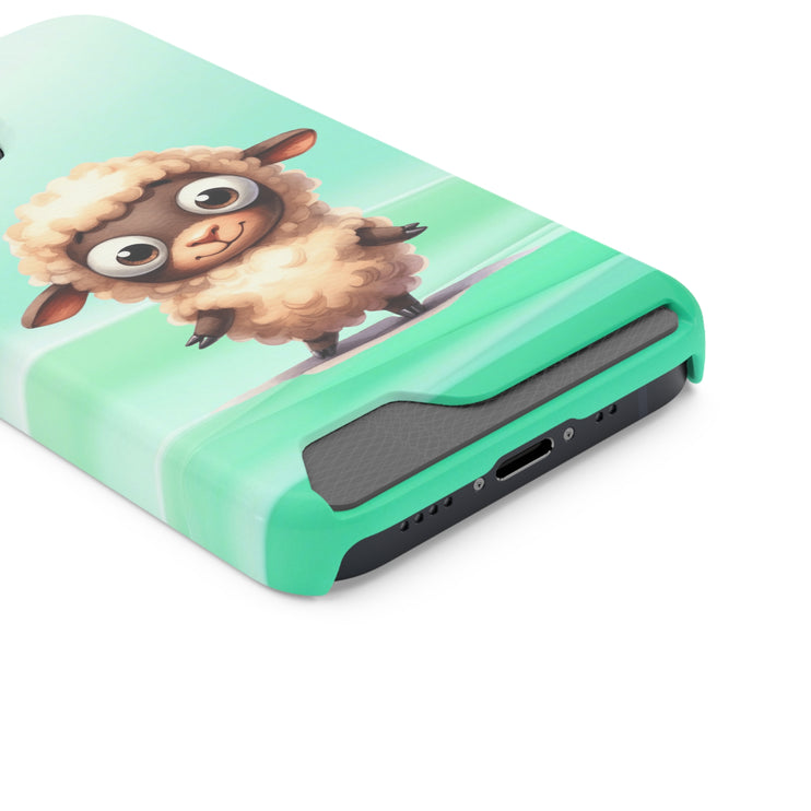 EnchantGuard Phone Case with Card Holder: Style Meets Functionality - Sheep