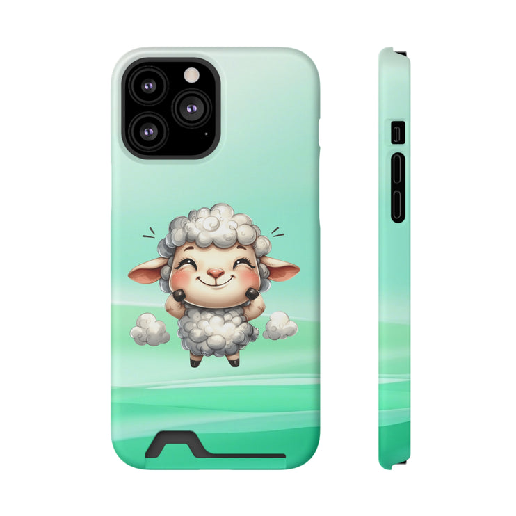 EnchantGuard Phone Case with Card Holder: Style Meets Functionality - Sheep