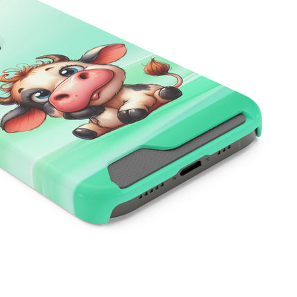 EnchantGuard Phone Case with Card Holder: Style Meets Functionality - Cow