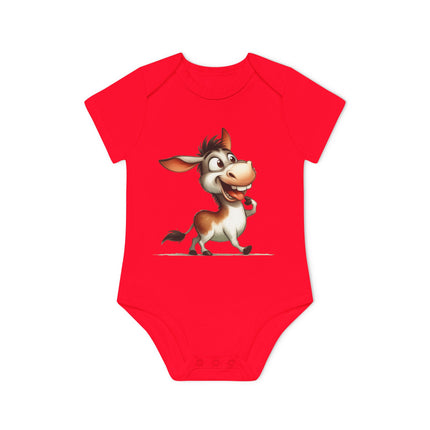 SnuggleNest Organic Baby Bodysuit (Short Sleeves) Donkey