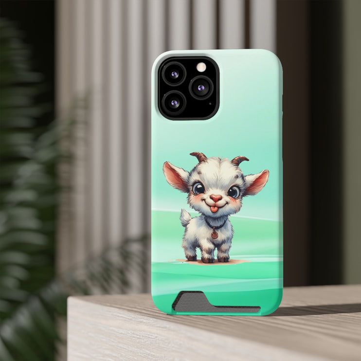 EnchantGuard Phone Case with Card Holder: Style Meets Functionality - Goat