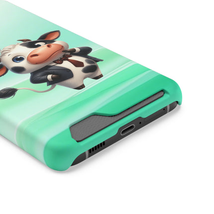 EnchantGuard Phone Case with Card Holder: Style Meets Functionality - Cow