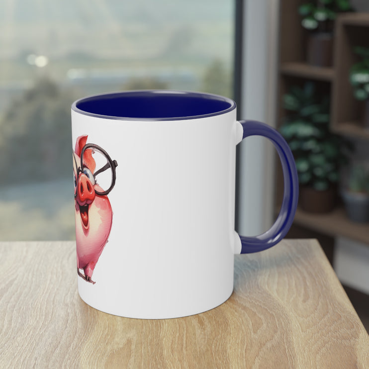 Harmony Two-Tone Coffee Mug: Sip in Style, Revel in Comfort - Pig