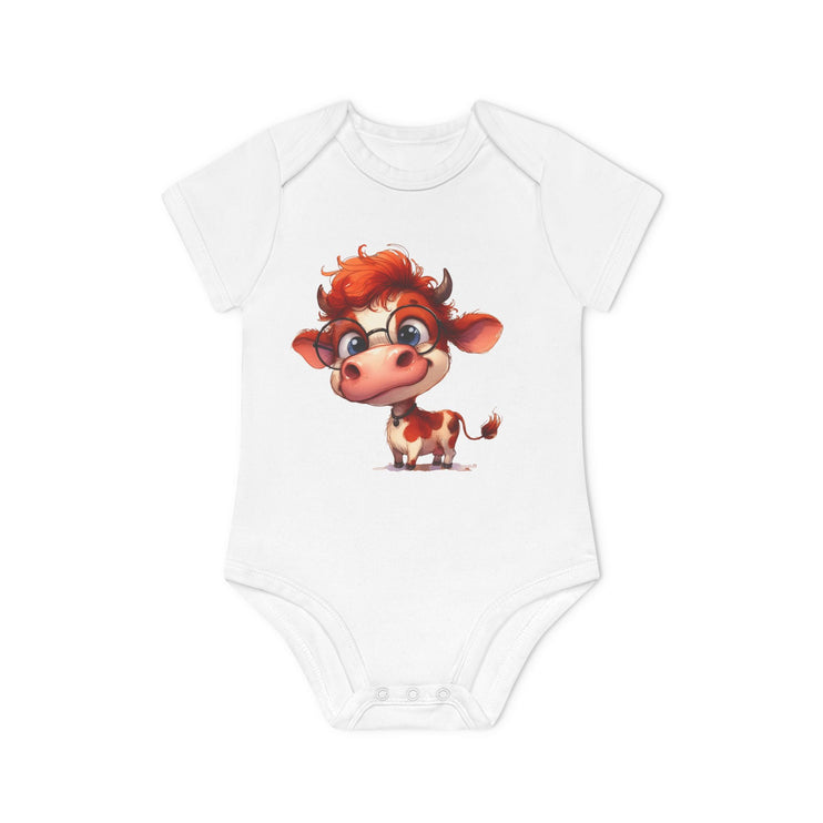 SnuggleNest Organic Baby Bodysuit (Short Sleeves) Cow