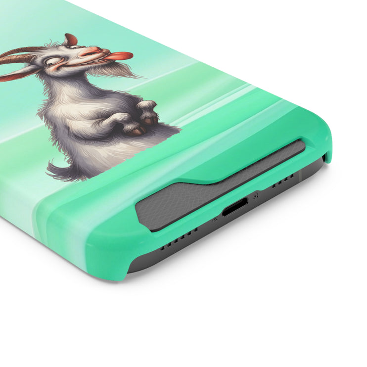 EnchantGuard Phone Case with Card Holder: Style Meets Functionality - Goat