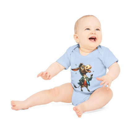 SnuggleNest Organic Baby Bodysuit (Short Sleeves) Donkey