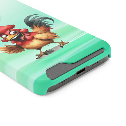 EnchantGuard Phone Case with Card Holder: Style Meets Functionality - Rooster