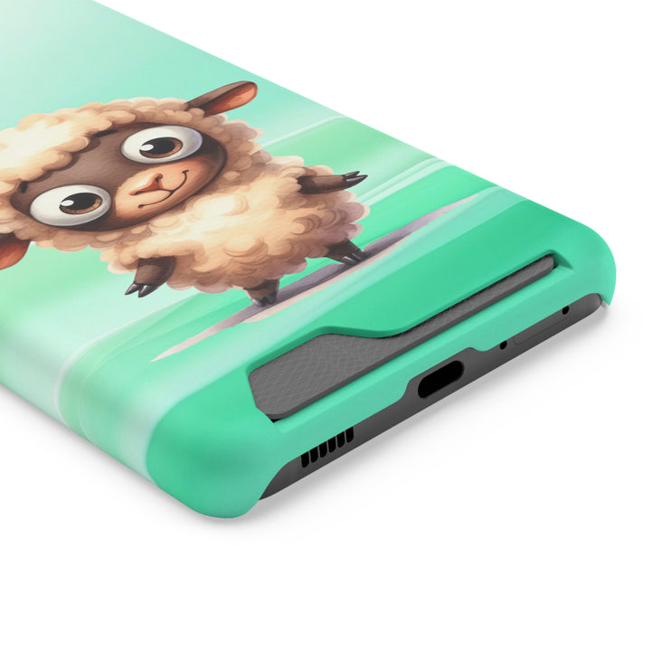 EnchantGuard Phone Case with Card Holder: Style Meets Functionality - Sheep