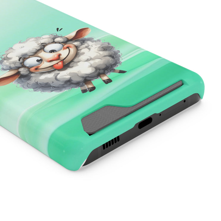 EnchantGuard Phone Case with Card Holder: Style Meets Functionality - Sheep