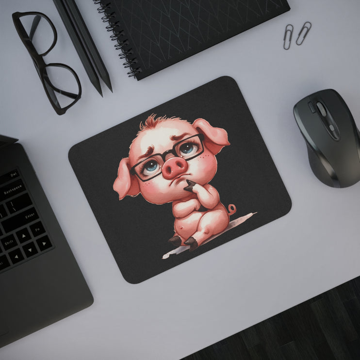 WhimsyWonder Desk Mouse Pad: Εξατομικευμένη γοητεία για το χώρο εργασίας σας - Χαριτωμένο μωρό χοίρος σε γυαλιά