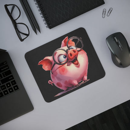 WhimsyWonder لوحة ماوس المكتب: سحر شخصي لمساحة العمل الخاصة بك - Cute Pig in Glasses