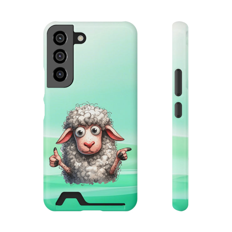 EnchantGuard Phone Case with Card Holder: Style Meets Functionality - Sheep