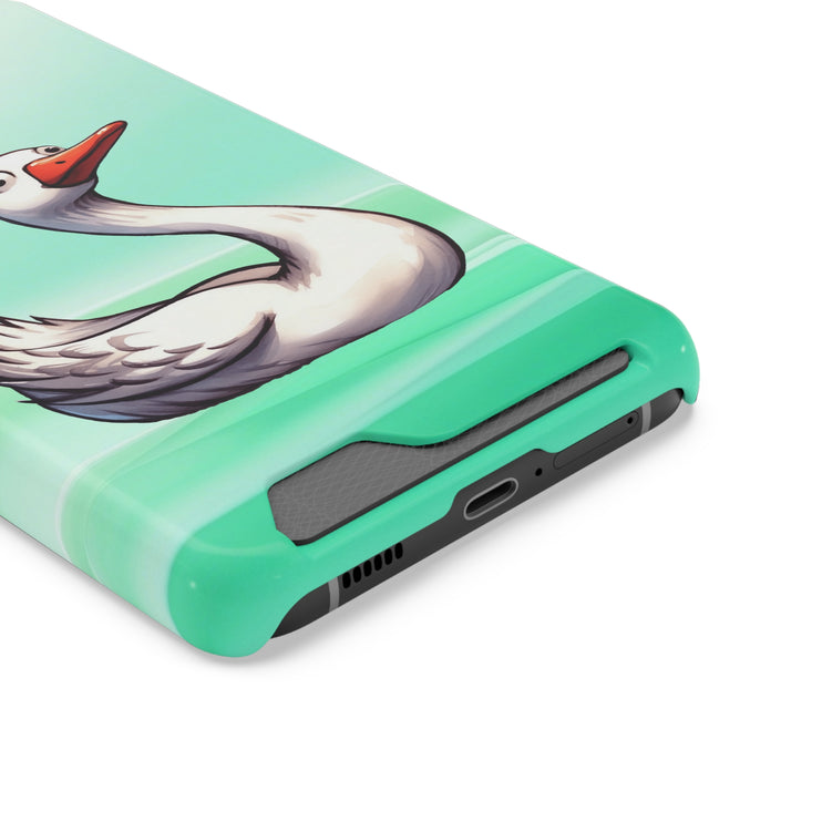 EnchantGuard Phone Case with Card Holder: Style Meets Functionality - Swan