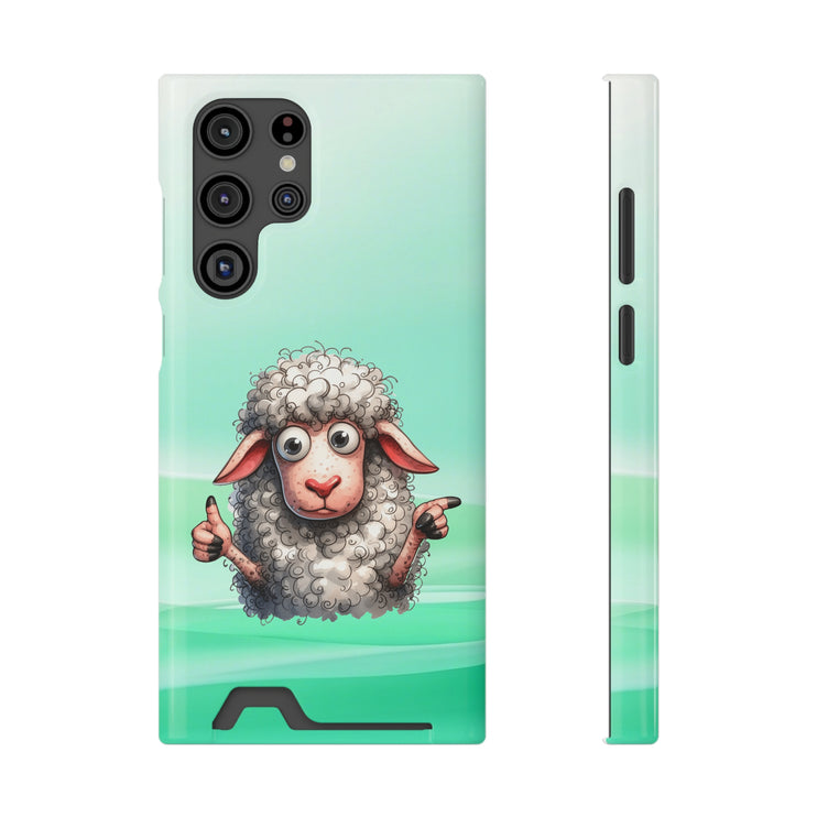 EnchantGuard Phone Case with Card Holder: Style Meets Functionality - Sheep