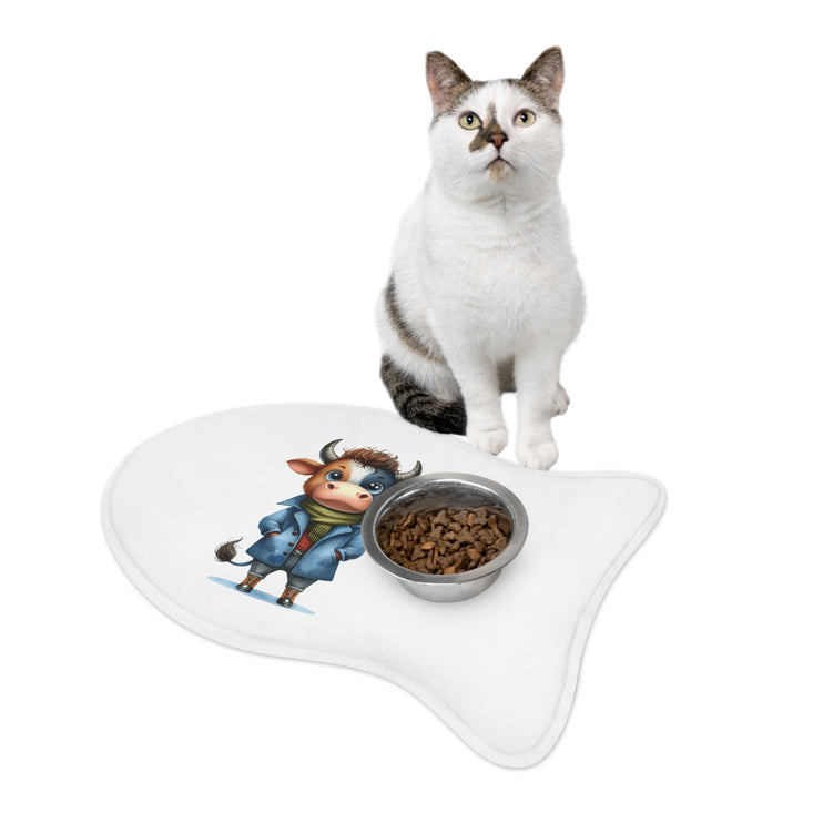 CharmPaws Pet Feeding Mats: Keep Mealtime Mess-Free & Stylish! - Cow