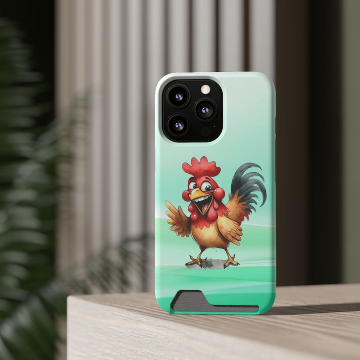 EnchantGuard Phone Case with Card Holder: Style Meets Functionality - Rooster