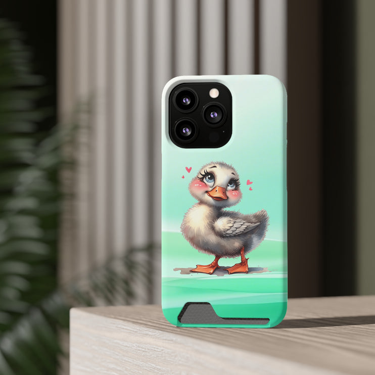 EnchantGuard Phone Case with Card Holder: Style Meets Functionality - Duck